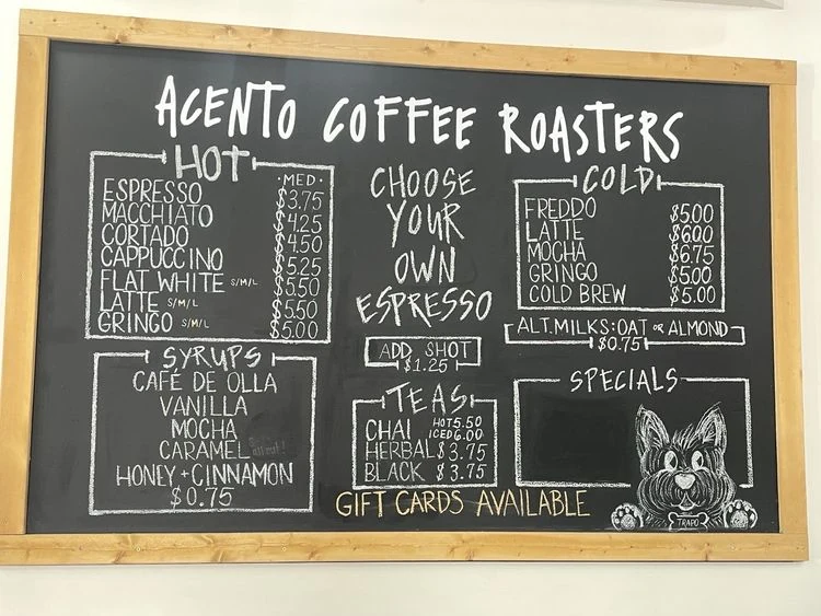 Acento Coffee Roasters - Menu